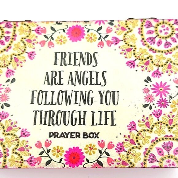 Prayer Box, Pink- Friends are Angels Following You Through Life, New - Picture 4 of 4